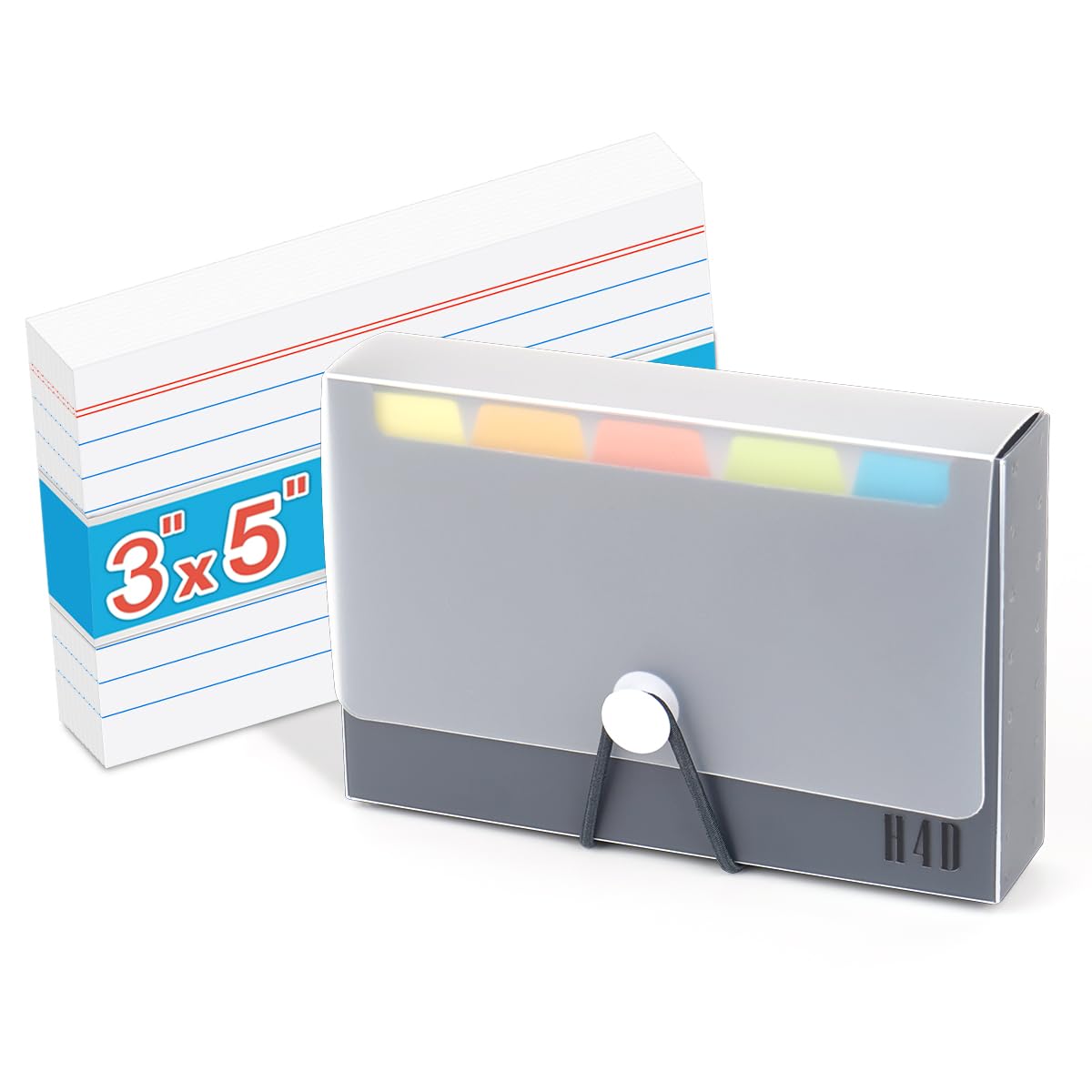 H4D 4x6 Index Card Case with 100 Heavyweight Ruled Index Cards and Dividers, Black