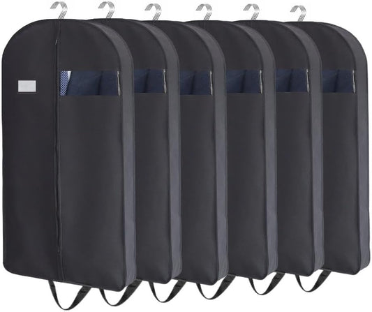CONMEOCON- 43" Garment Bags for Hanging Clothes, Suit Bags for Men Travel with Car, Garment Bags for Storage with Handle, Clear Window and Name Tag, 6 Pack