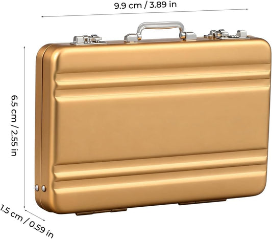 Tofficu Mini Briefcase Metal Business Card Holder - Portable Aluminum Card Case for Professional Image, Large Capacity