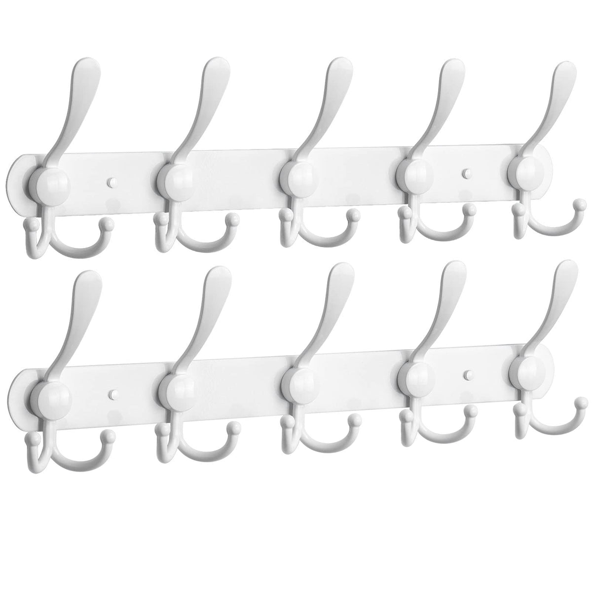 NearMoon Coat Rack Wall Mounted-2 Pack, Heavy Duty Bath Towel Hooks Stainless Steel Robe Hooks Holder, Metal Coat Hook for Towel Coat Hat Key Bathroom Bedroom Hotel Entryway (5 Hooks, Matte Black)