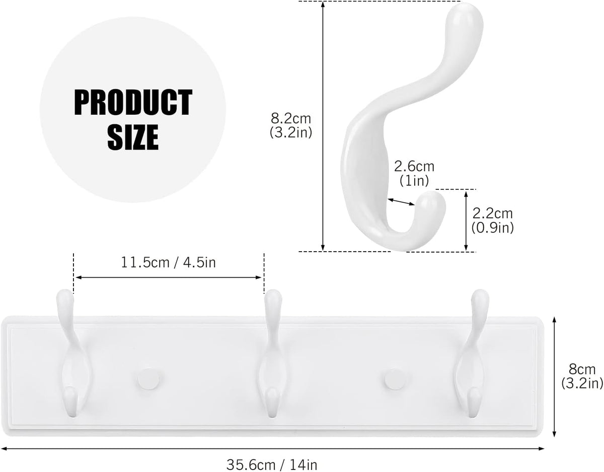 Badiano Heavy Duty Wooden Coat Rack, Wall-Mounted Organizer,14 Inch, White