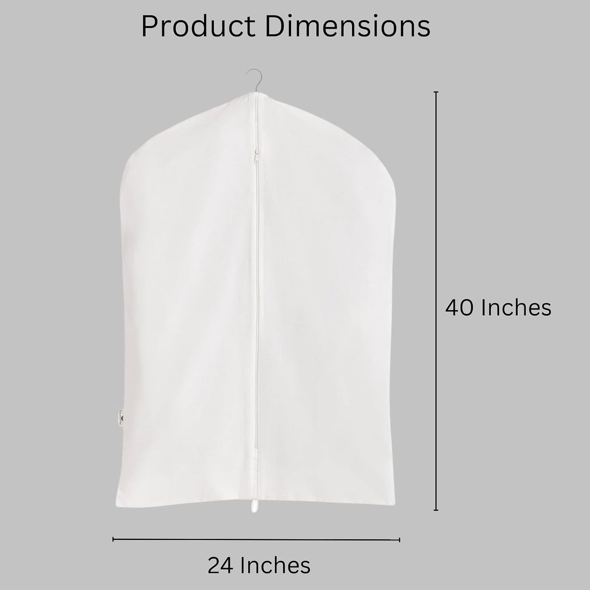 Premium 100% Cotton Garment Bags – 40" Off-White Canvas Suit Cover with YKK Zipper – Moth Protector, Breathable, Machine Washable, Cover for Coats, Dresses, Jackets & Travel