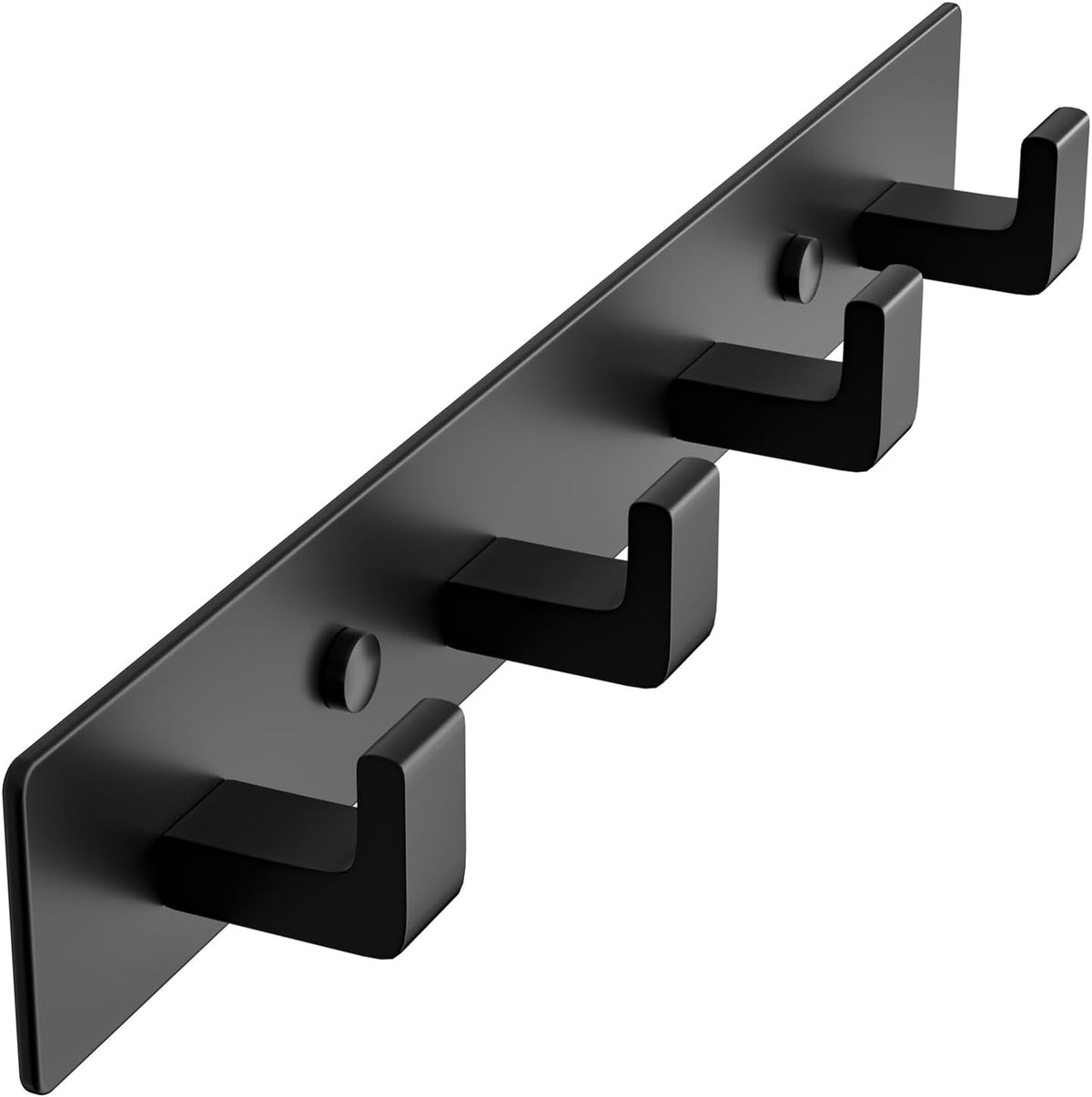 Black Coat Rack Wall Mount - 12.5" Rail with 4 Right-Angle Hooks(1 Pack)