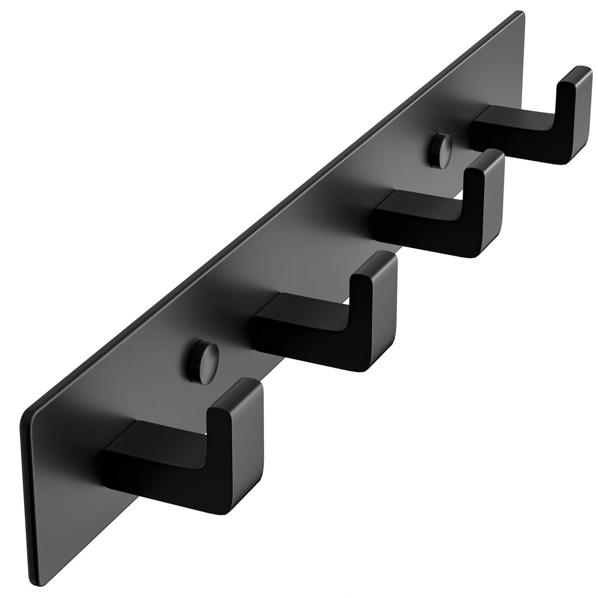 Black Coat Rack Wall Mount - 12.5" Rail with 4 Right-Angle Hooks(1 Pack)