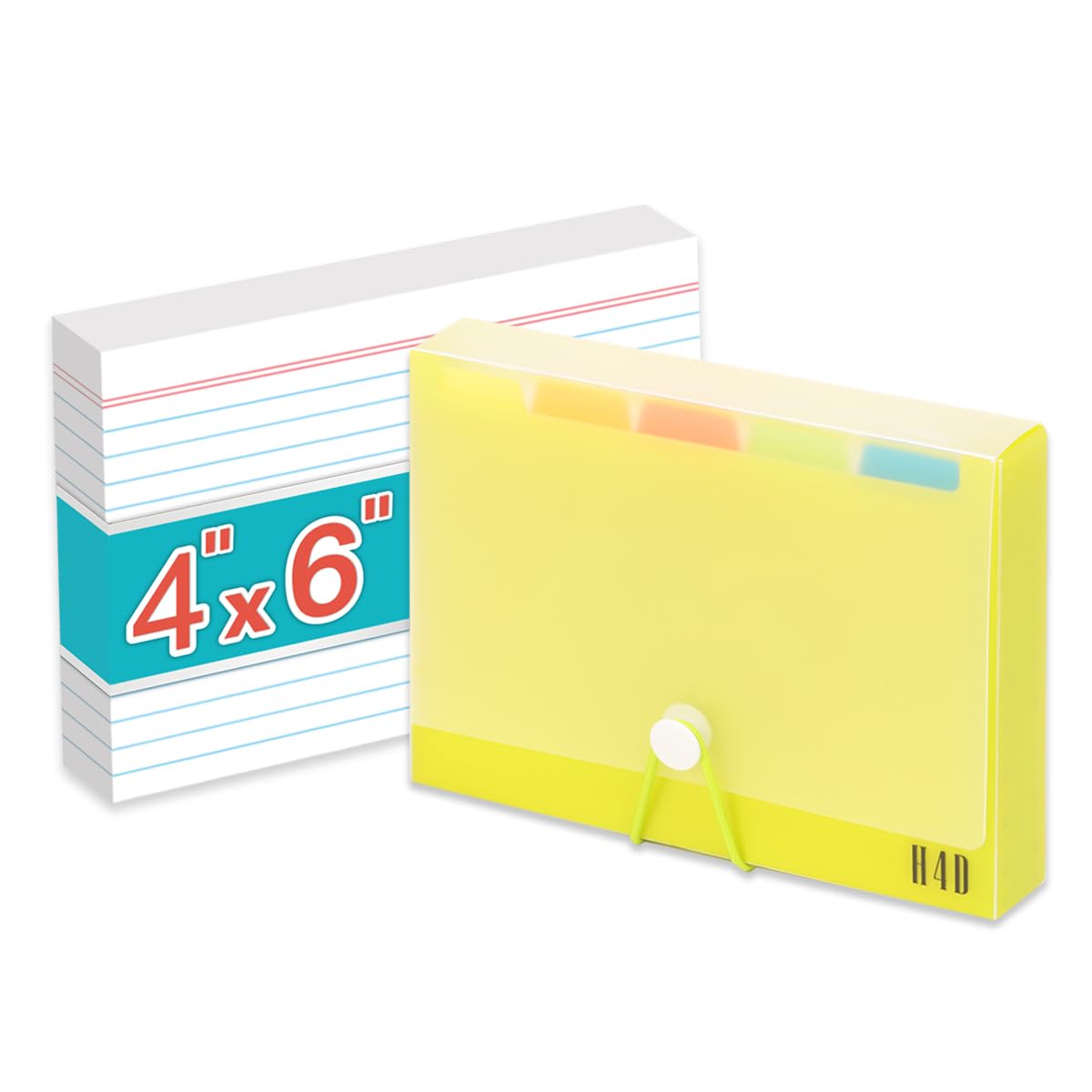 H4D 4x6 Index Card Case with 100 Heavyweight Ruled Index Cards and Dividers, Black