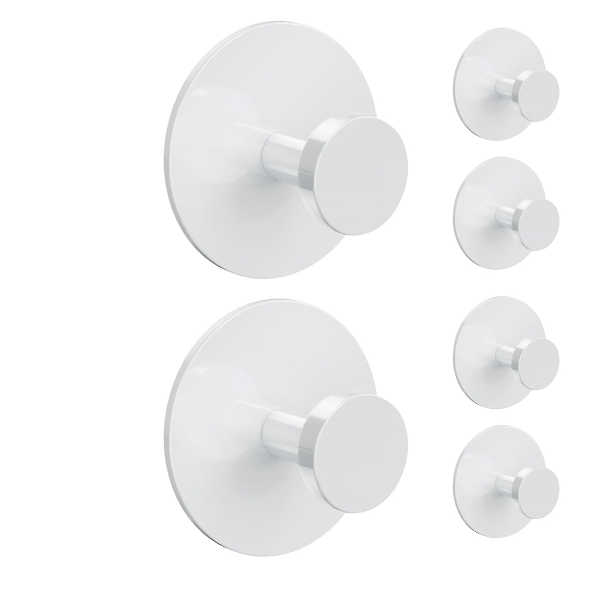 bussdis White Adhesive Wall Hook for Coat and Towel: Extra Sticky 12 LB (Max), Stainless Coat Rack Door Holder Hanger, Heavy Duty