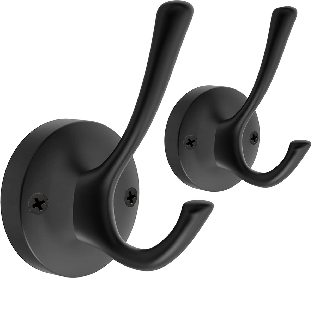 TOFIIGREM Brushed Nickel Robe Hooks Towel Hooks, 3 Pack Coat Hook Heavy Duty Mudroom Hook Double Bathrobe Hook Wall Mounted, Hat Hooks for Entryway Bathroom Kitchen Closet
