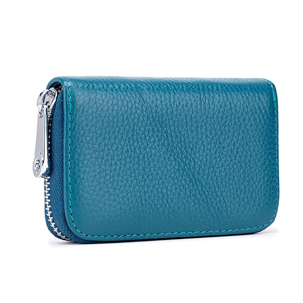 EASTNIGHTS RFID Credit Card Holder Genuine Leather Credit Card Wallet with Zipper