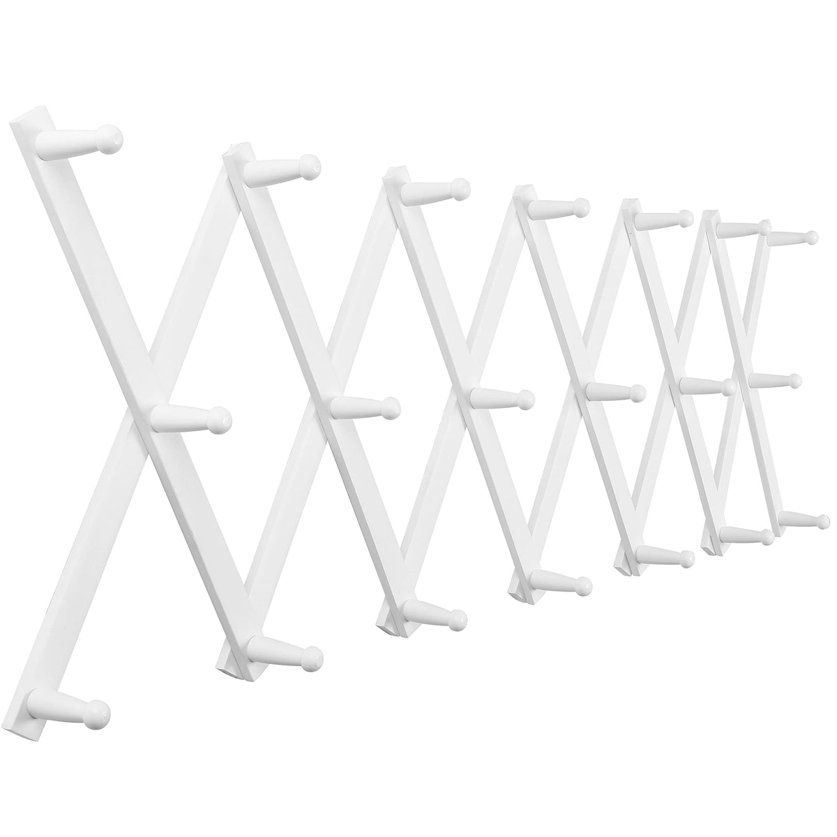 SKOLOO Hat Rack for Wall with 14 Hooks, Solid Wooden, Modern, Expandable Coat Rack Wall Mount for Coats, Hats, Bags, Baseball Caps, Natural Color