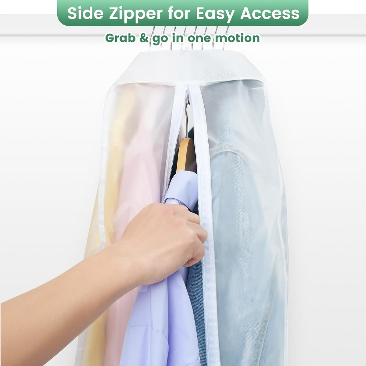 Carbrea 10" Gusseted Garment Bags for Hanging Clothes, 43 inches, 3 Pack