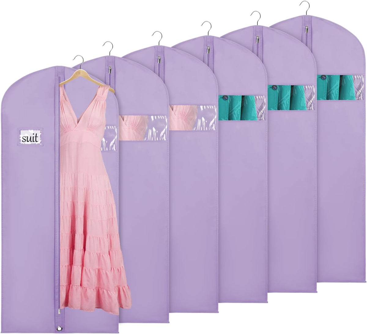 KEEGH 60 in Garment Bags for Hanging Clothes (Set of 6) Purple