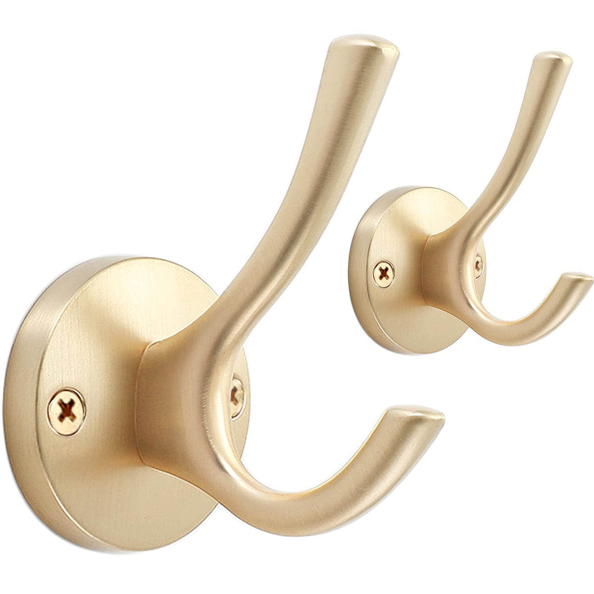 TOFIIGREM Brushed Nickel Robe Hooks Towel Hooks, 3 Pack Coat Hook Heavy Duty Mudroom Hook Double Bathrobe Hook Wall Mounted, Hat Hooks for Entryway Bathroom Kitchen Closet
