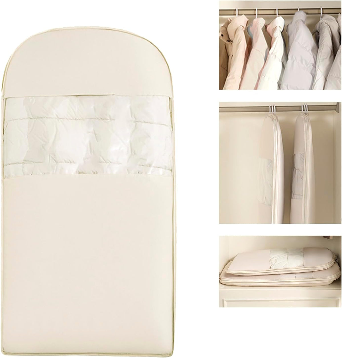 Space Saving Hanging Garment Bag with Self Compression Zipper。