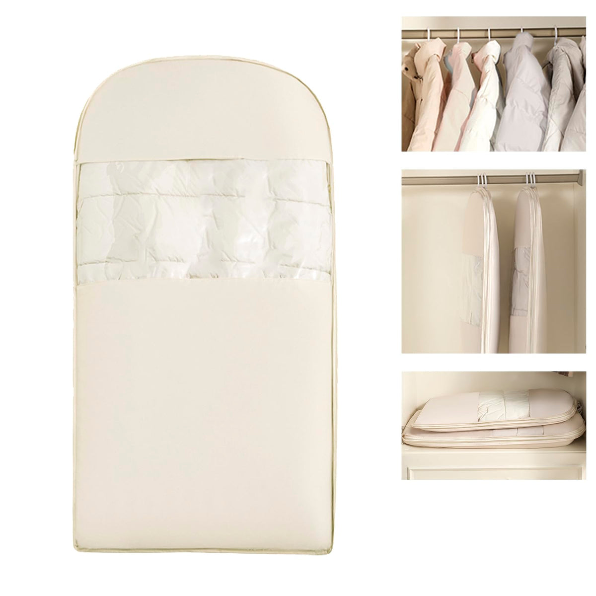 Space Saving Hanging Garment Bag with Self Compression Zipper。