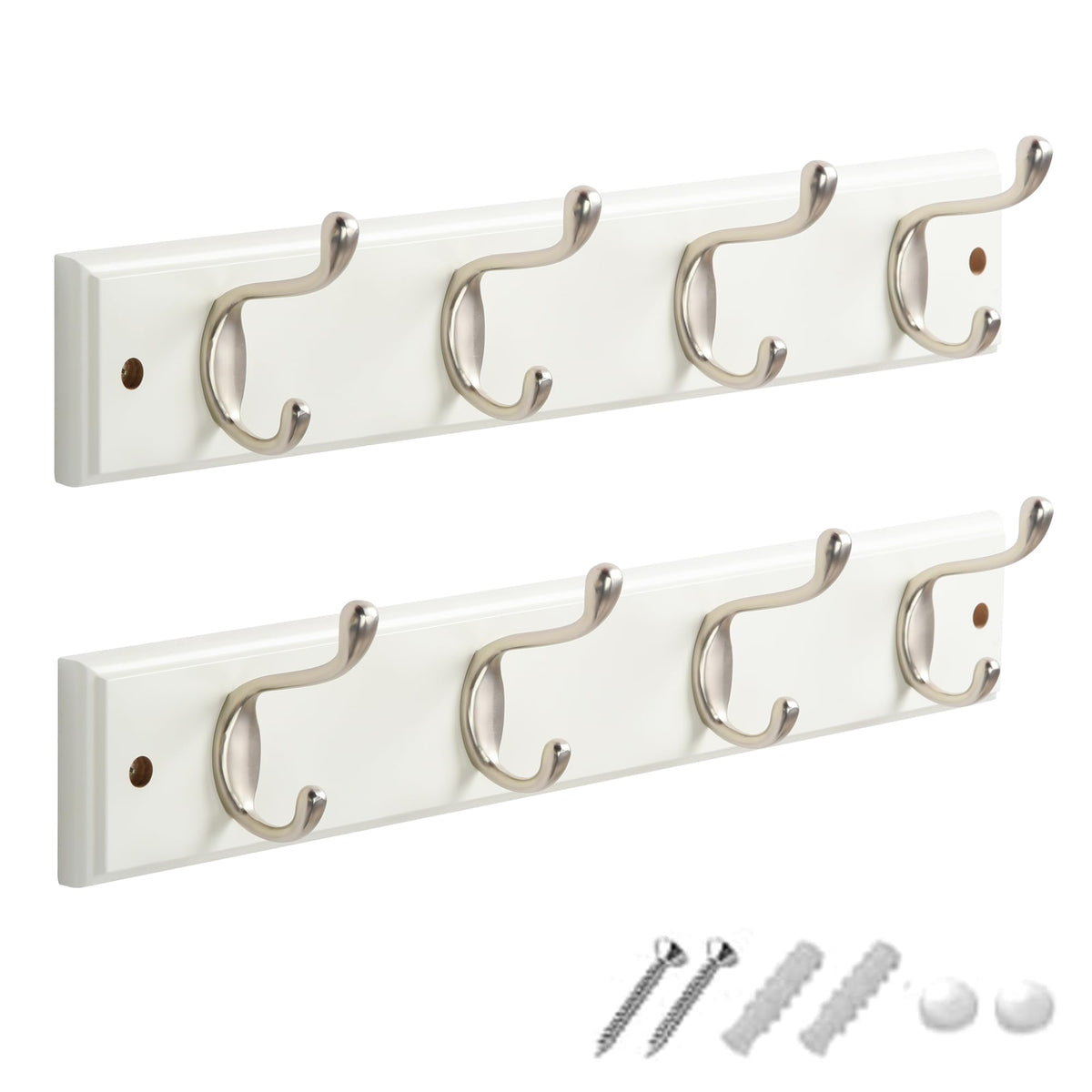 GlazieVault Coat Rack Wall Mount - Stainless Steel (2 Pack) - Heavy Duty Hooks for Hat, Towel, Robes, Jacket, Clothes - Bathroom, Entryway Hanger