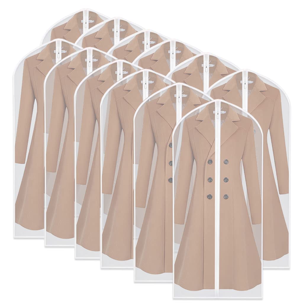 Hanging Garment Bag (Set of 6) Black Side Breathable Dress Bags for Hanging Clothes Cloth Cover for Closet Clear Full Zipper Bags for Coat Clothes Storage (24'' x 54'', Black)