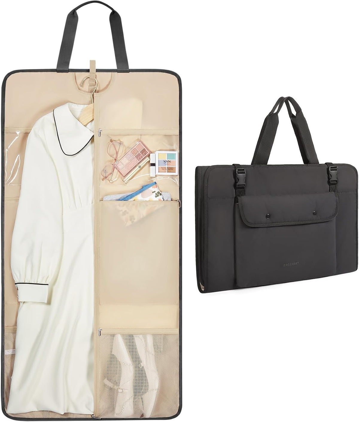 BAGSMART Garment Bags for Travel Foldable Carry on Suit Carrier for Hanging Clothes Stylish Dress Carrier Large Convertible Weekender Garment Bags for Women Men