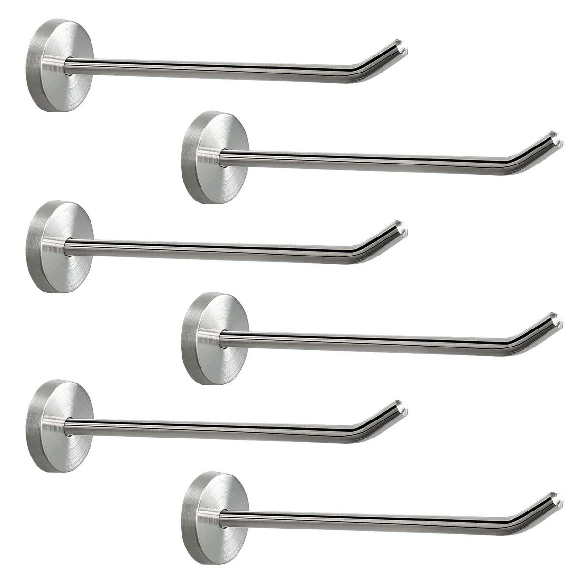 NearMoon Coat Hooks, Wall Mount Hooks for Hanging Hat Hurse Robe, 304 Stainless Steel Heavy Duty Towel Hangers for Bathroom Livingroom Hotel Kitchen Garage, 6 Pack (8 Inch, Matte Black)