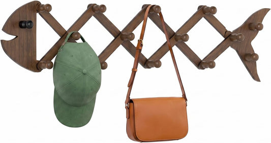 Accordion Wall Hanger with 15 Peg Hook, Expandable Coat Hat Rack