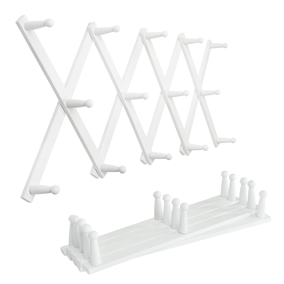 SKOLOO Hat Rack for Wall with 14 Hooks, Solid Wooden, Modern, Expandable Coat Rack Wall Mount for Coats, Hats, Bags, Baseball Caps, Walnut Color