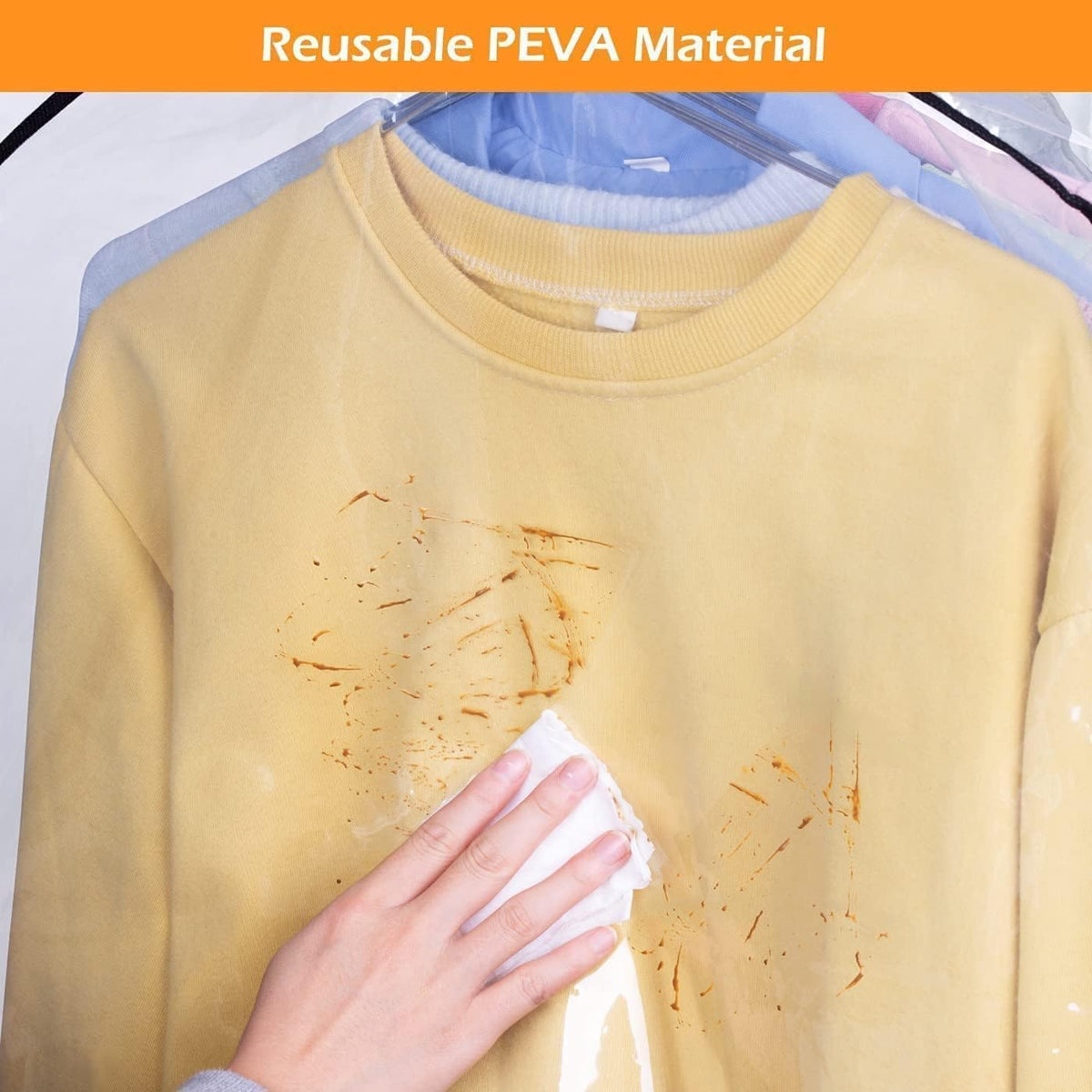 MISSLO 40" Hanging Garment Bags for Closet Storage Clear Garment Rack Cover Bottom Enclosed Cloth Cover Hanging Clothes Storage Bag Waterproof Clothes Protector for Suits, Coats, Sweaters, Shirts