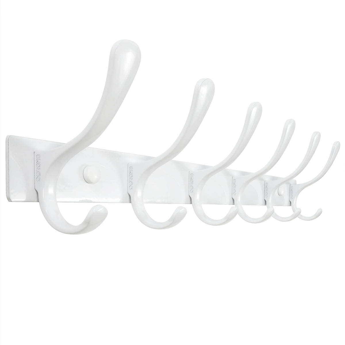 SKOLOO Coat Rack Wall Mounted - 6 Hooks, Heavy Duty, Stainless Steel, Metal Wall Hanger, Sturdy Coat Hooks for Hanging Coats, Jacket, Clothes, Hats - Black