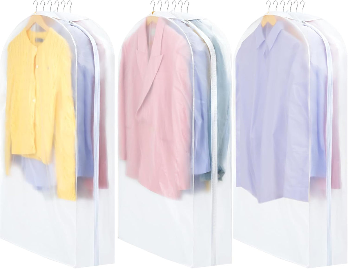 Carbrea 10" Gusseted Garment Bags for Hanging Clothes, 43 inches, 3 Pack