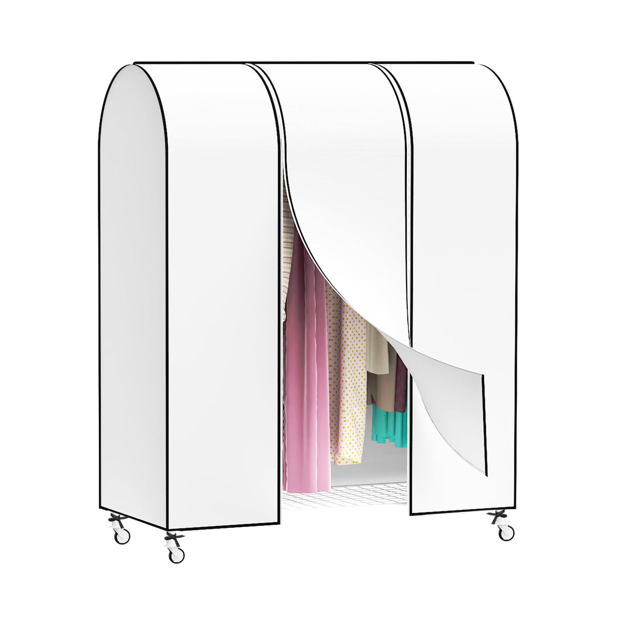 Zilink Garment Rack Cover Clothes Rack Cover Wardrobe Cover 60in, Black