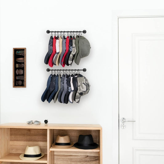 Mkono Hat Organizer Hat Rack for Wall Storage Holder with 20 Hooks Set of 2