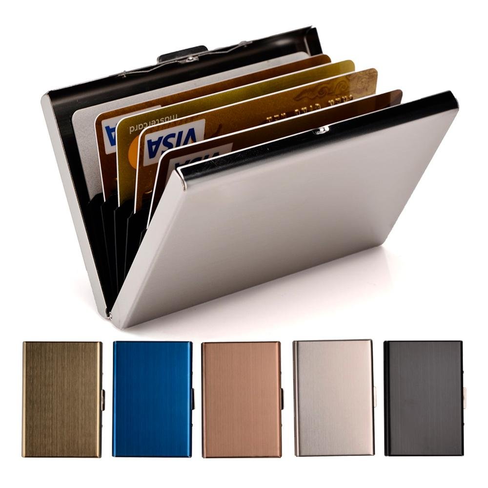 EASTNIGHTS RFID Credit Card Holder Metal Wallet Stainless Steel Credit Card Protector Case for Men or Women