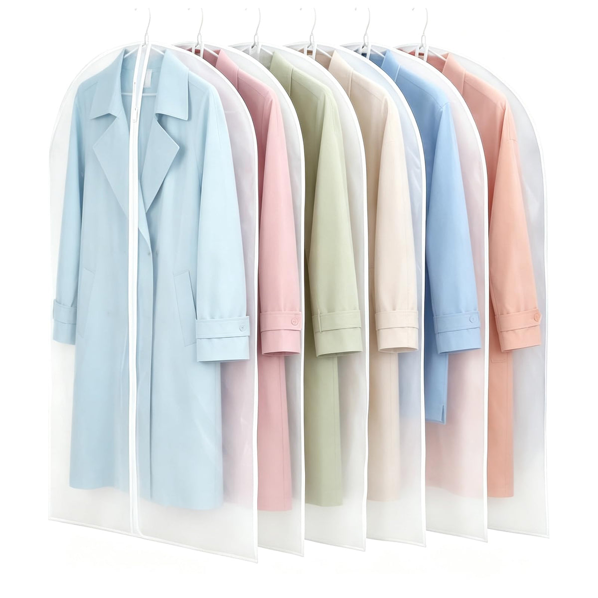 Garment Bags for Hanging Clothes PEVA 6 Pack Mixed Sizes Translucent