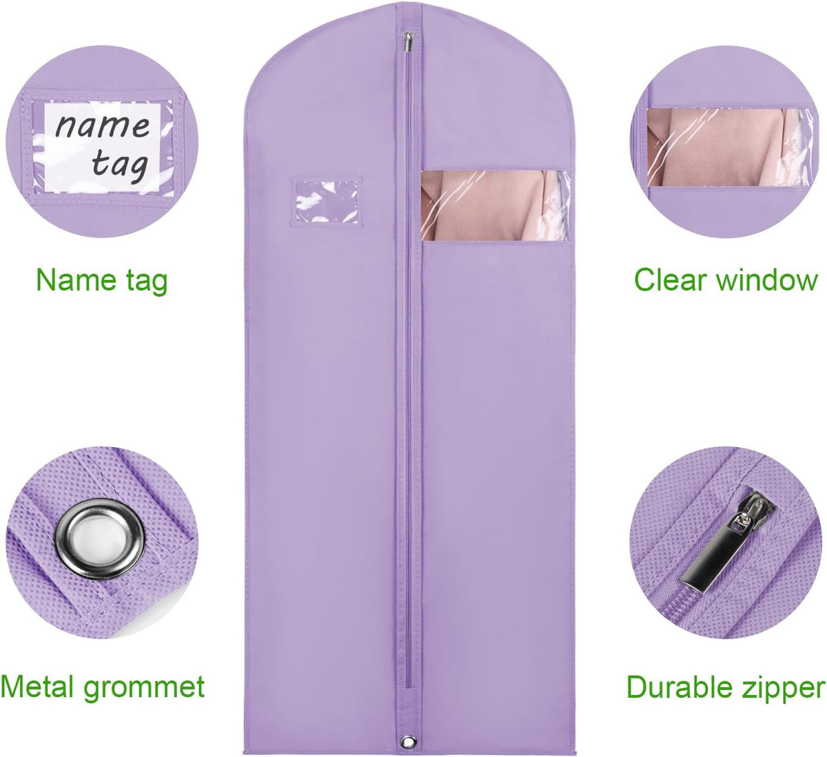 KEEGH 60 in Garment Bags for Hanging Clothes (Set of 6) Purple