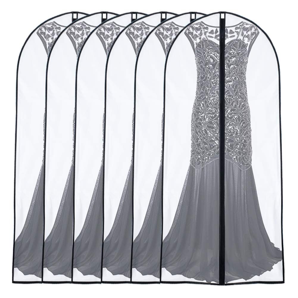 Garment Bags for Hanging Clothes 24" x 48"Coat Covers for Closet Foldable Washable Dress Bags for Hanging Clothes for Long Dress Dance Costumes Suits Gowns Coats