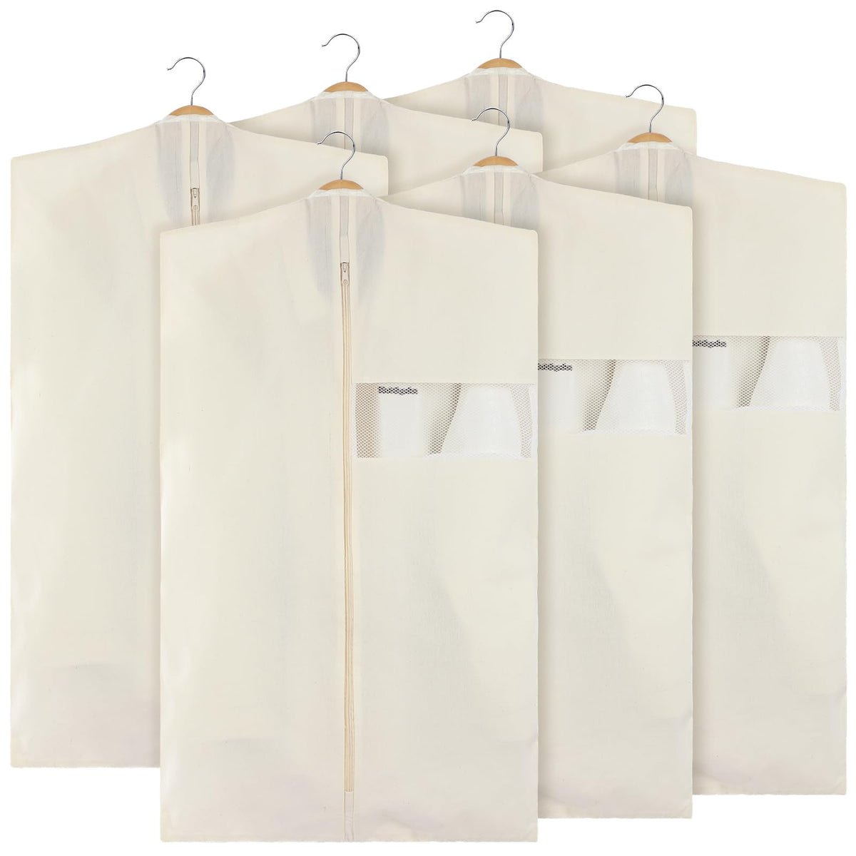 Aliceset 6 Pcs 40 Inches Cotton Garment Bags for Hanging Clothes