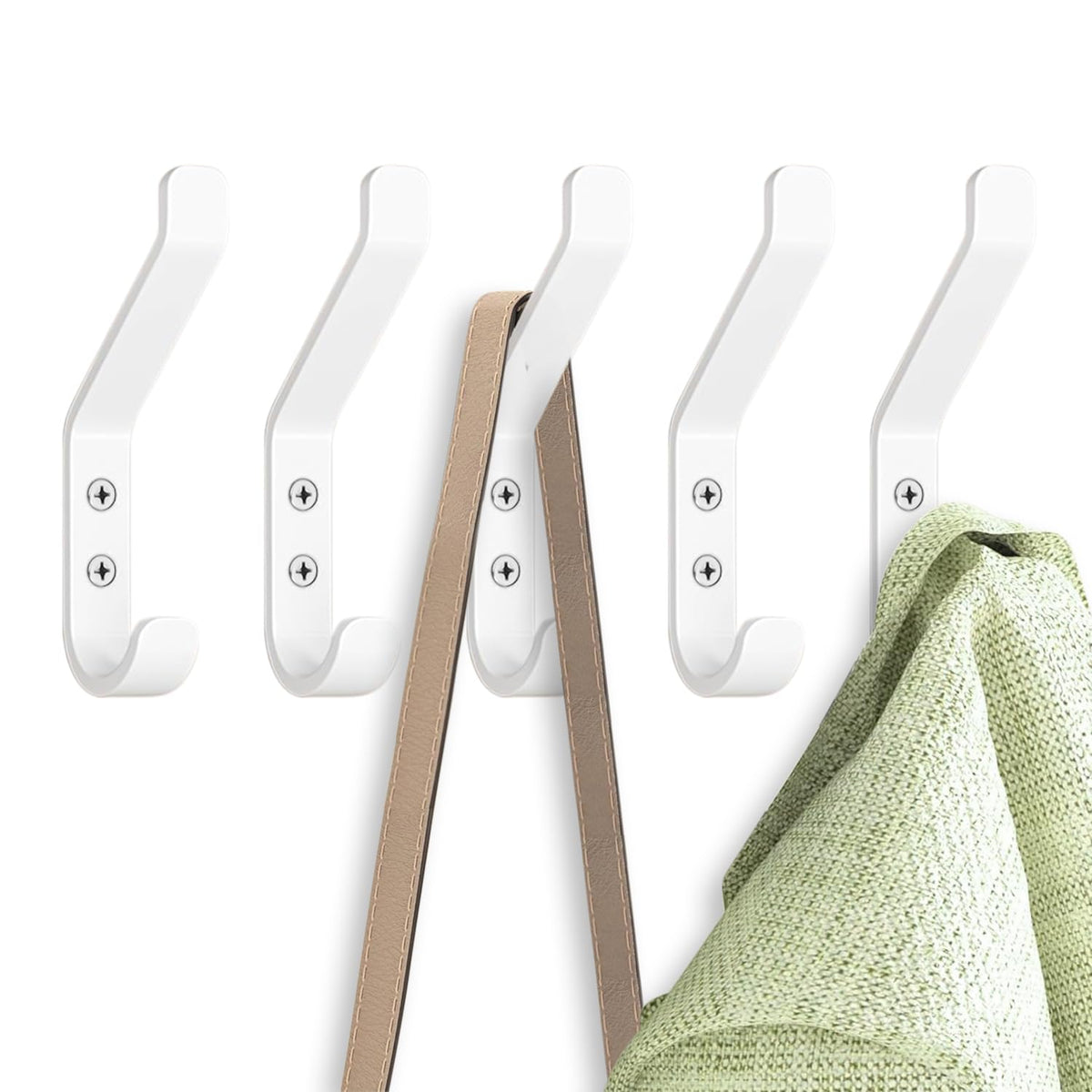 GlazieVault Coat Rack Wall Mount - Stainless Steel (2 Pack) - Heavy Duty Hooks for Hat, Towel, Robes, Jacket, Clothes - Bathroom, Entryway Hanger