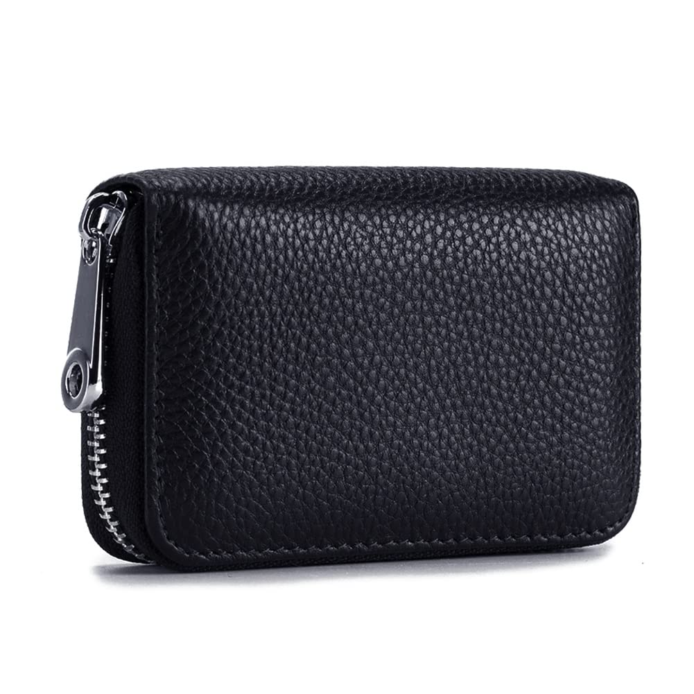 EASTNIGHTS RFID Credit Card Holder Genuine Leather Credit Card Wallet with Zipper