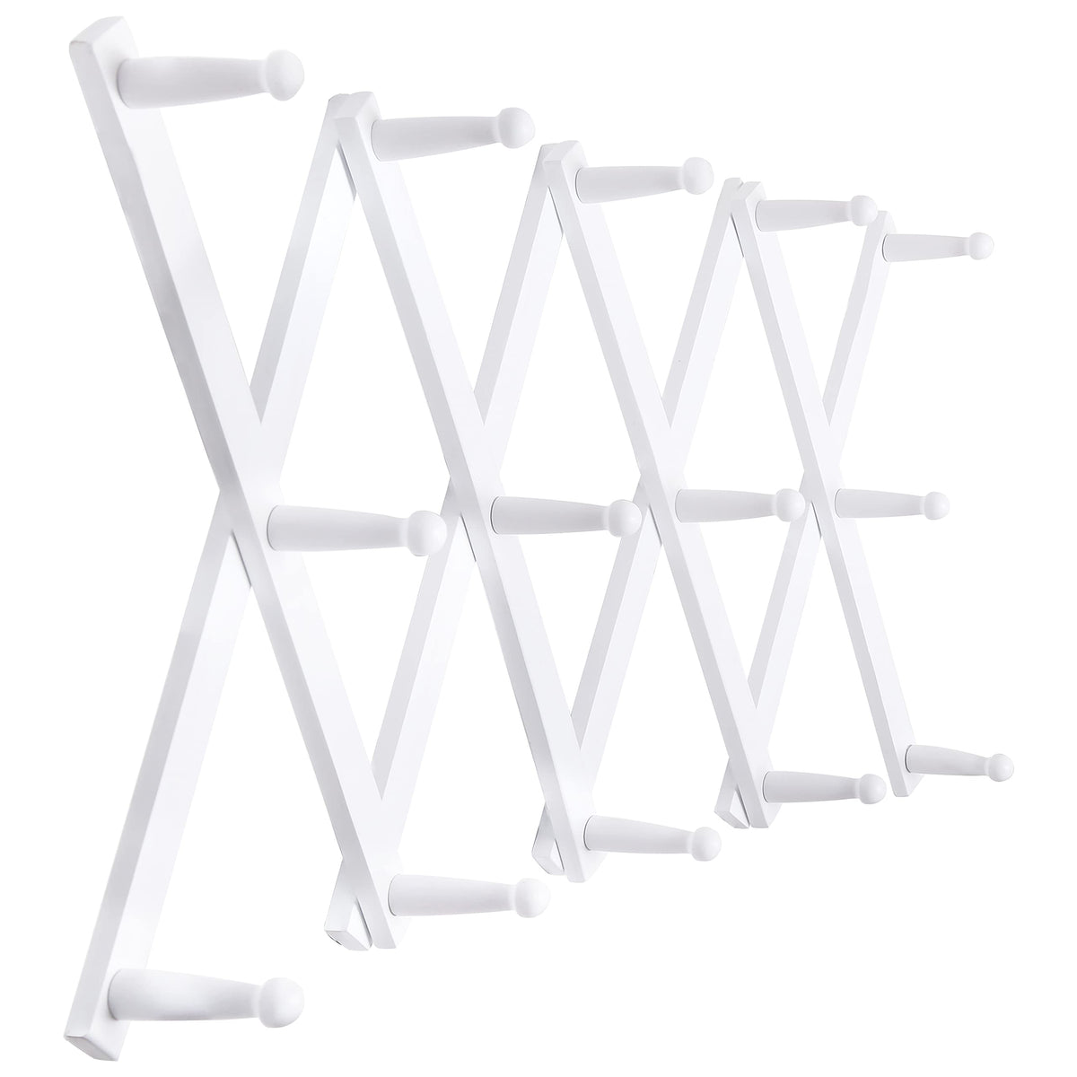 SKOLOO Hat Rack for Wall with 14 Hooks, Solid Wooden, Modern, Expandable Coat Rack Wall Mount for Coats, Hats, Bags, Baseball Caps, Natural Color