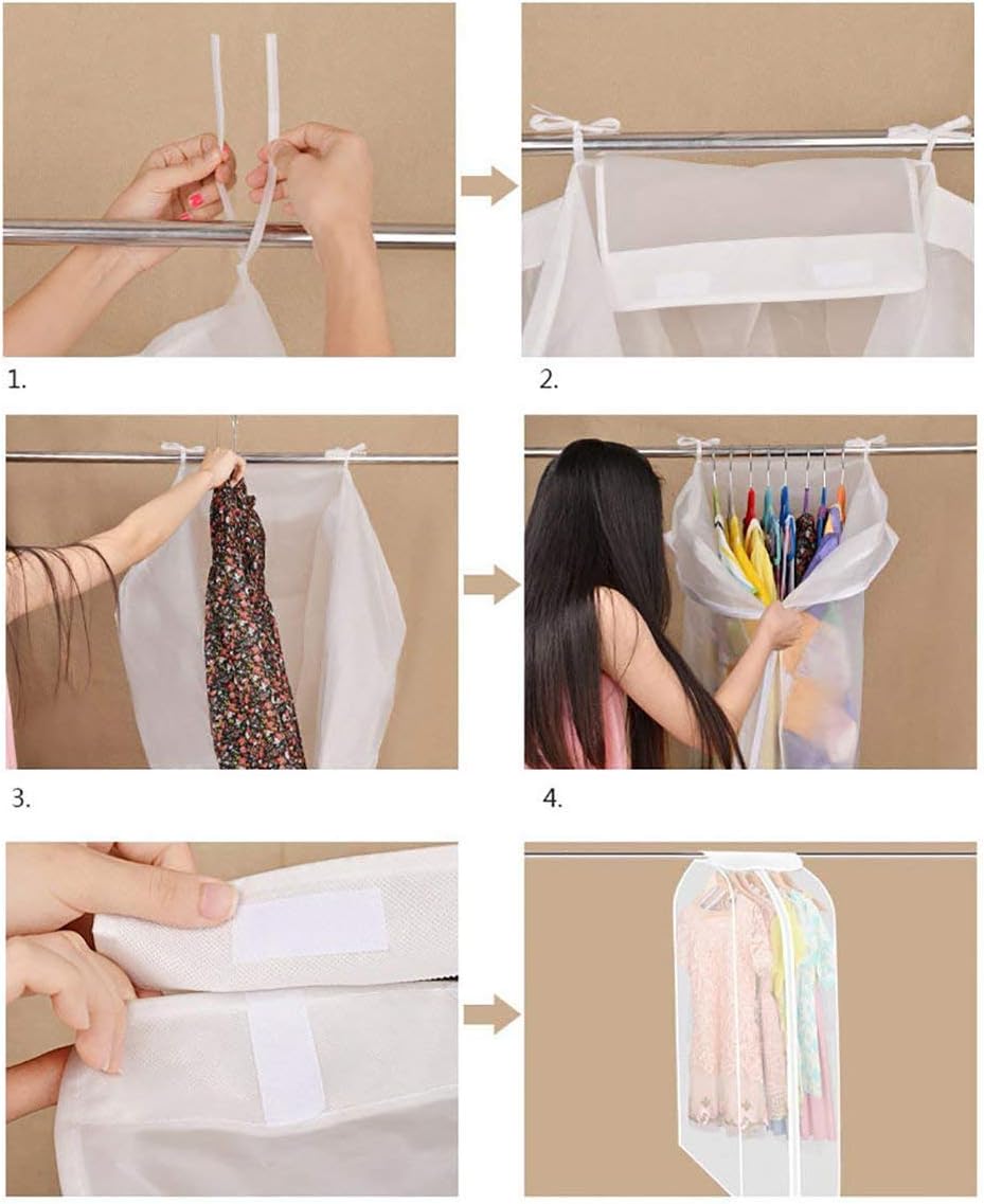 Wardrobe Hanging Clothes Storage Bag/Garment Bag/Peva Translucent Moisture Proof Protector With Magic Tape And Zipper