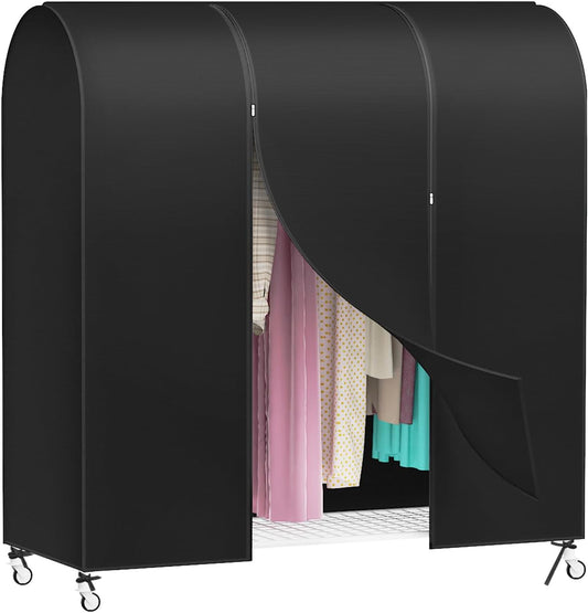 Zilink Garment Rack Cover Clothes Rack Cover Wardrobe Cover 60in, Black