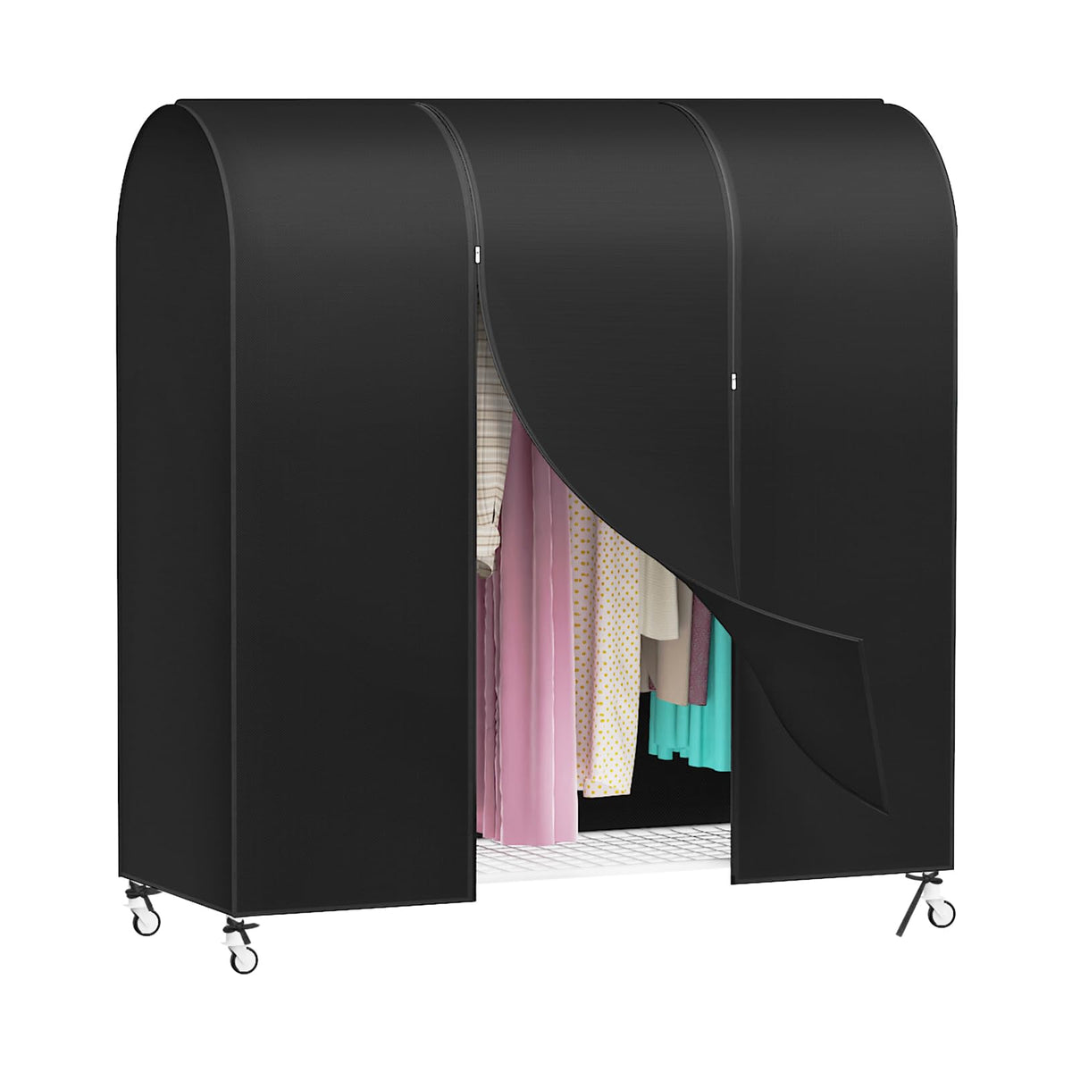 Zilink Garment Rack Cover Clothes Rack Cover Wardrobe Cover 60in, Black