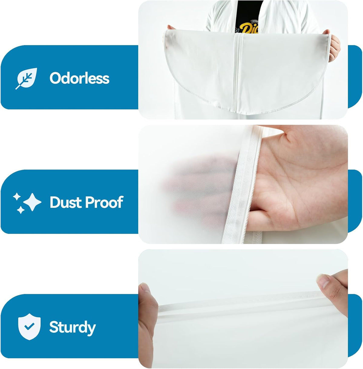 Garment Bags for Hanging Clothes PEVA 6 Pack Mixed Sizes Translucent