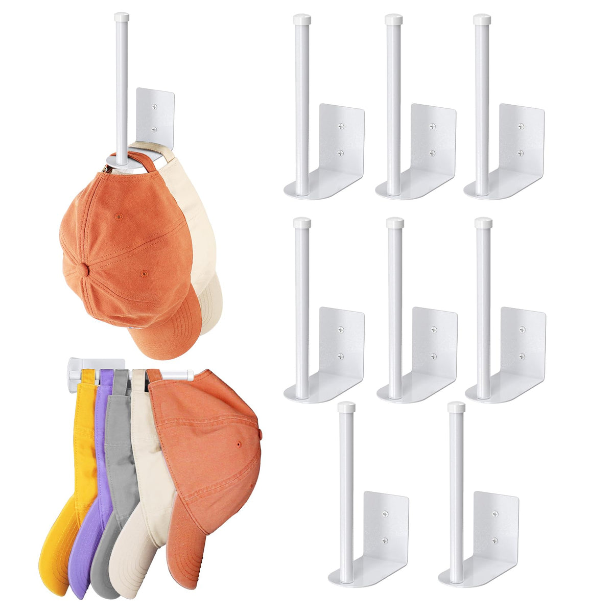 Durmmur Stainless Steel Hat Organizer, Hat Rack for Wall,Each Holds 15 Hats