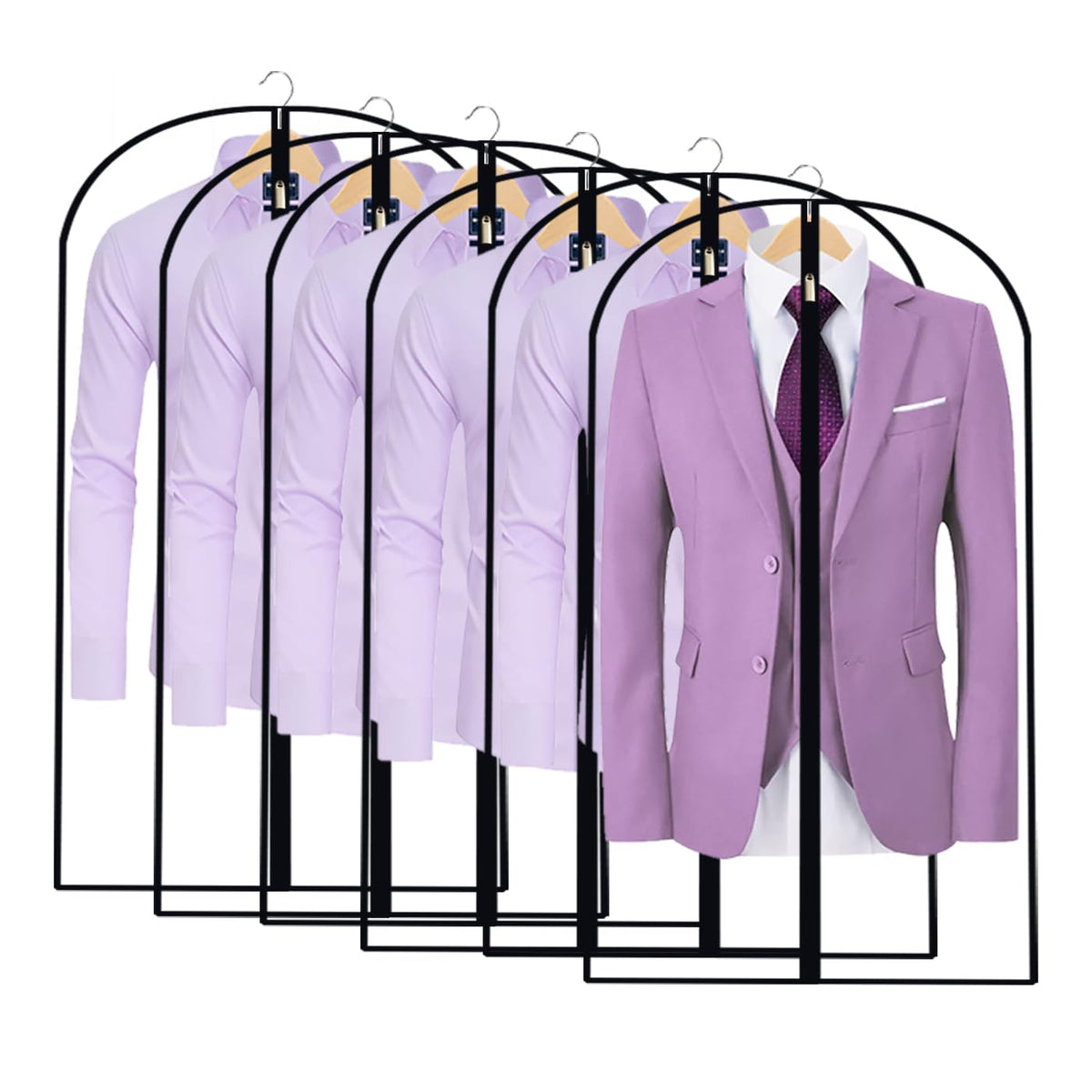 Garment Bags for Hanging Clothes 24" x 48"Coat Covers for Closet Foldable Washable Dress Bags for Hanging Clothes for Long Dress Dance Costumes Suits Gowns Coats