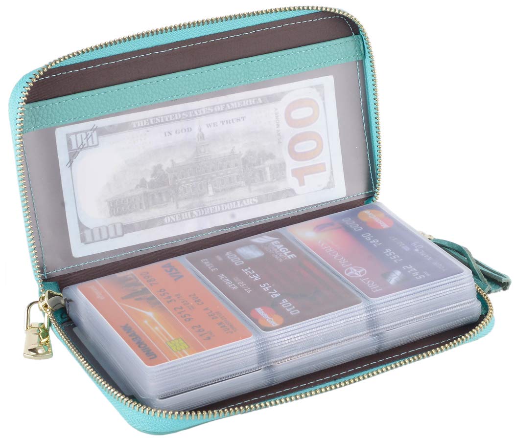 Easyoulife Credit Card Holder Wallet Womens Zipper Leather Case Purse RFID Blocking