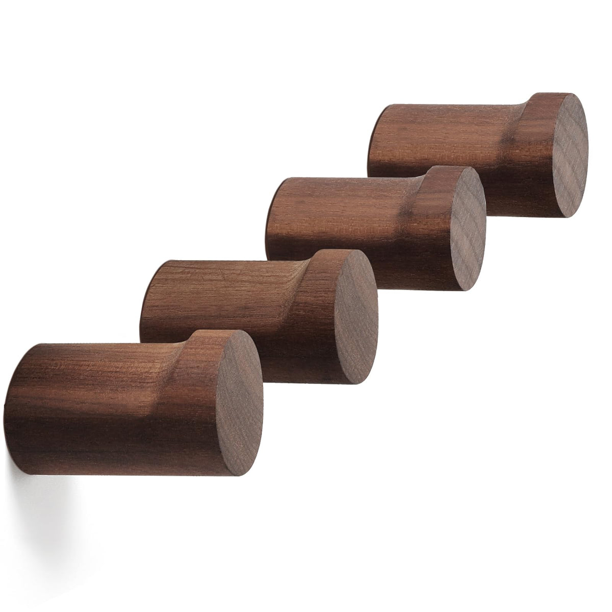 bsdonte Wood Wall Hooks 6 Pack, Natural Wooden Coat Hooks Wall Mounted, Handmade Rustic Hat Hooks Heavy Duty Entryway Wall Hangers for Hanging Towels, Clothes, Bags (Black Walnut Wood)