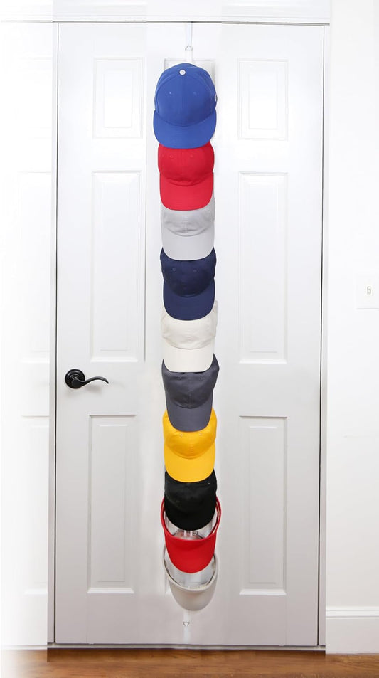 Over-The-Door Hat Organizer for Baseball Caps, 1 Strap, Holds 10-20 Caps