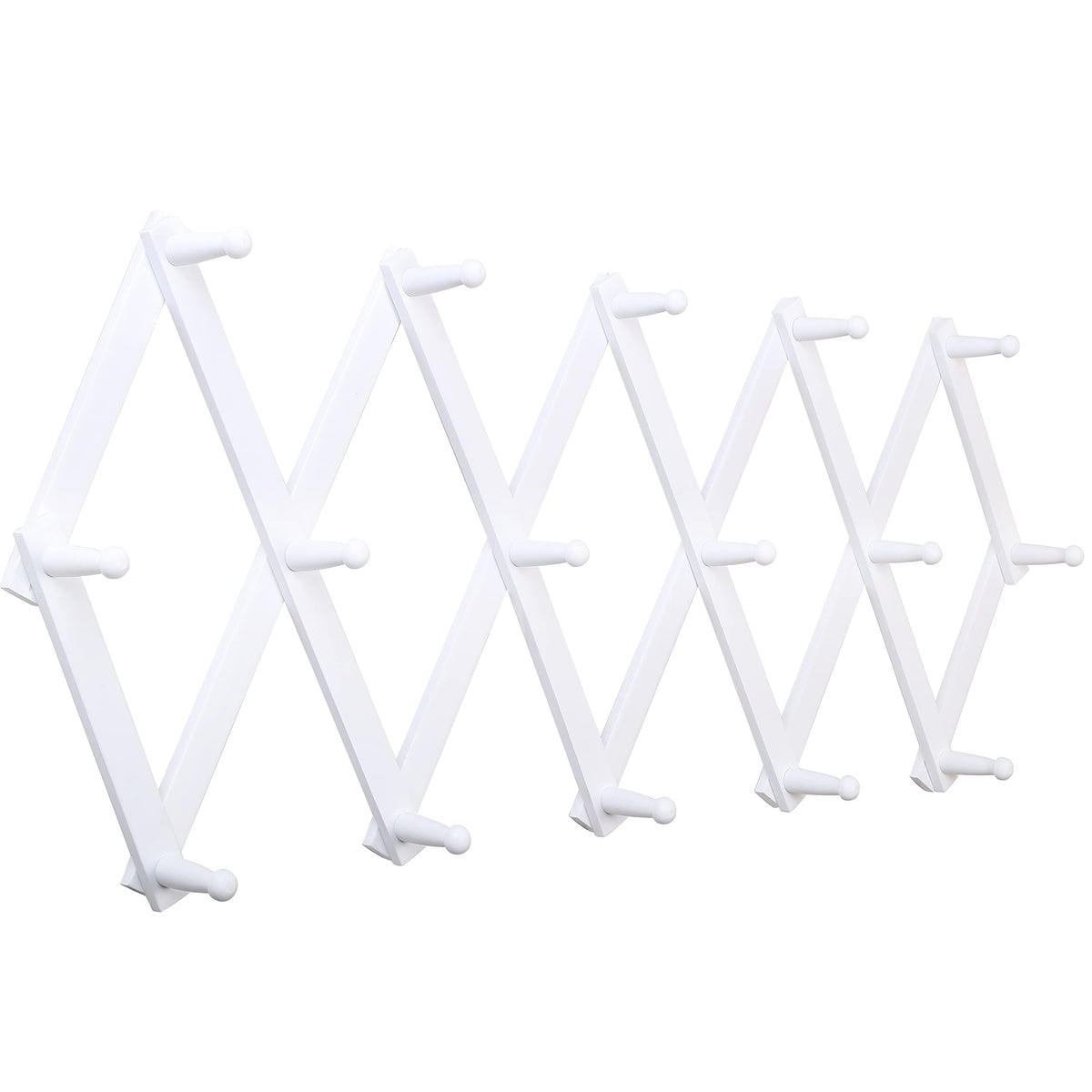 SKOLOO Hat Rack for Wall with 14 Hooks, Solid Wooden, Modern, Expandable Coat Rack Wall Mount for Coats, Hats, Bags, Baseball Caps, Natural Color