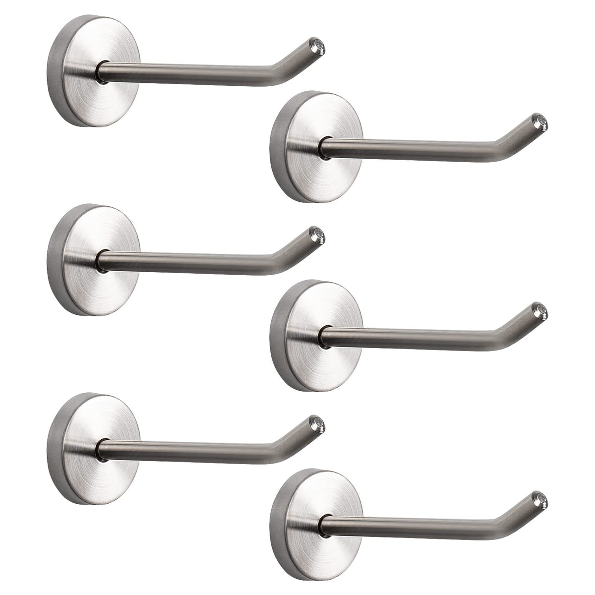 NearMoon Coat Hooks, Wall Mount Hooks for Hanging Hat Hurse Robe, 304 Stainless Steel Heavy Duty Towel Hangers for Bathroom Livingroom Hotel Kitchen Garage, 6 Pack (8 Inch, Matte Black)