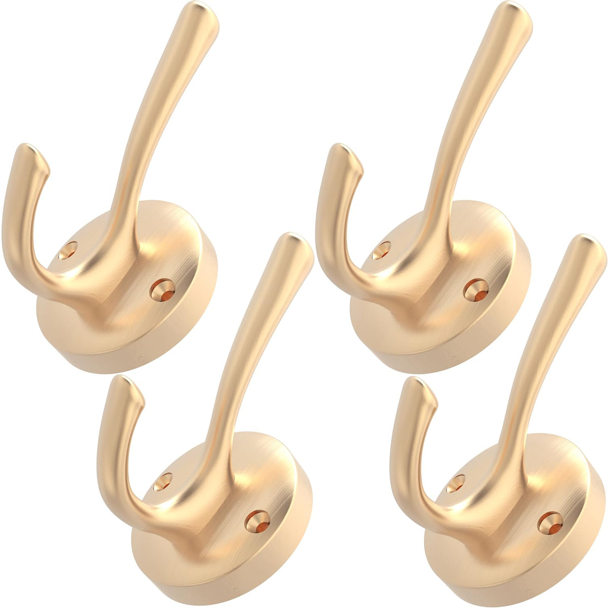 TOFIIGREM Brushed Nickel Robe Hooks Towel Hooks, 3 Pack Coat Hook Heavy Duty Mudroom Hook Double Bathrobe Hook Wall Mounted, Hat Hooks for Entryway Bathroom Kitchen Closet