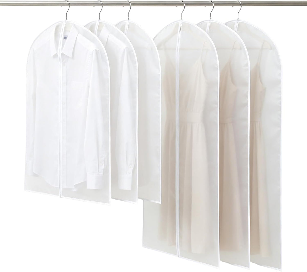 Garment Bags for Hanging Clothes PEVA 6 Pack Mixed Sizes Translucent